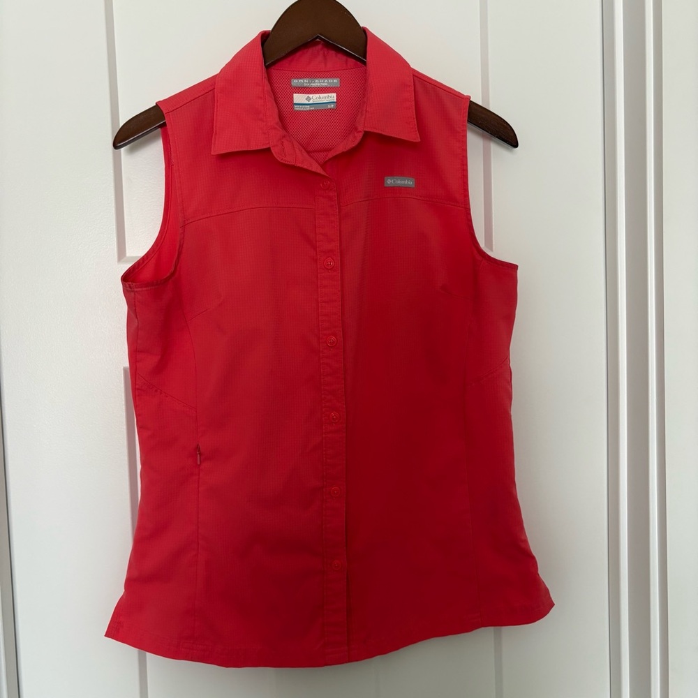 Columbia Women's Coral Sleeveless Button Down SPF Shirt Small